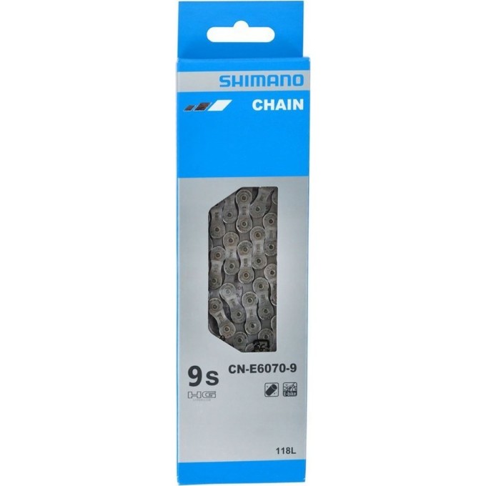 Цепь SHIMANO E6070, для 9 скоростей сзади/1 скорость спереди, 138 звеньев, для элекровелосипедов, с ампульным пином (1шт) ICNE60709138I Цепь SHIMANO E6070, для 9 скоростей сзади/1 скорость спереди, 138 звеньев, для элекровелосипедов, с ампульным пином (1шт) ICNE60709138I