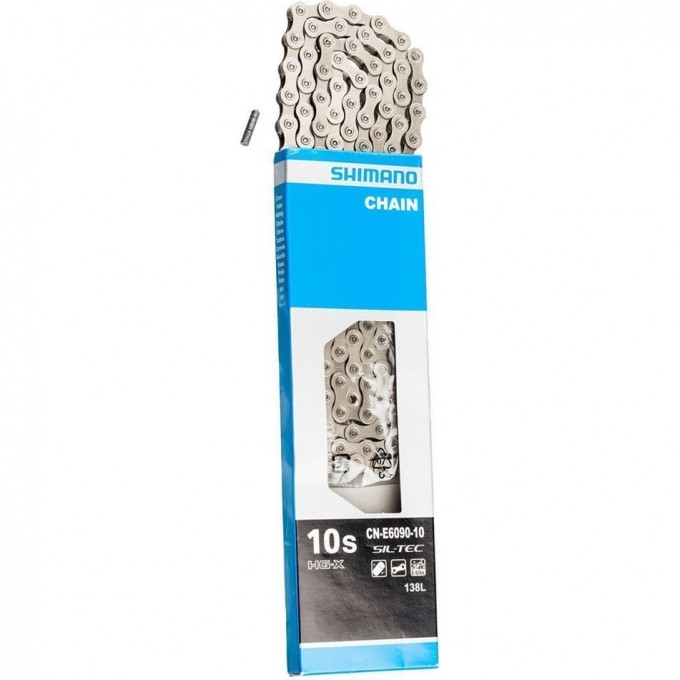 Цепь SHIMANO E6090, для 10 скоростей сзади/1 скорость спереди, 118 звеньев, для электровелосипедов, с ампульным пином (1шт.) ICNE609010118I Цепь SHIMANO E6090, для 10 скоростей сзади/1 скорость спереди, 118 звеньев, для электровелосипедов, с ампульным пином (1шт.) ICNE609010118I