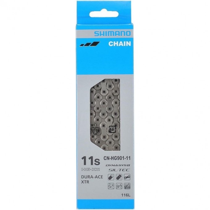 Цепь SHIMANO HG901, 11 скоростей, 116 звеньев, замок цепи SM-CN900-11 (1ШТ), ROAD/MTB/E-BIKE совместимость ICNHG90111116Q Цепь SHIMANO HG901, 11 скоростей, 116 звеньев, замок цепи SM-CN900-11 (1ШТ), ROAD/MTB/E-BIKE совместимость ICNHG90111116Q