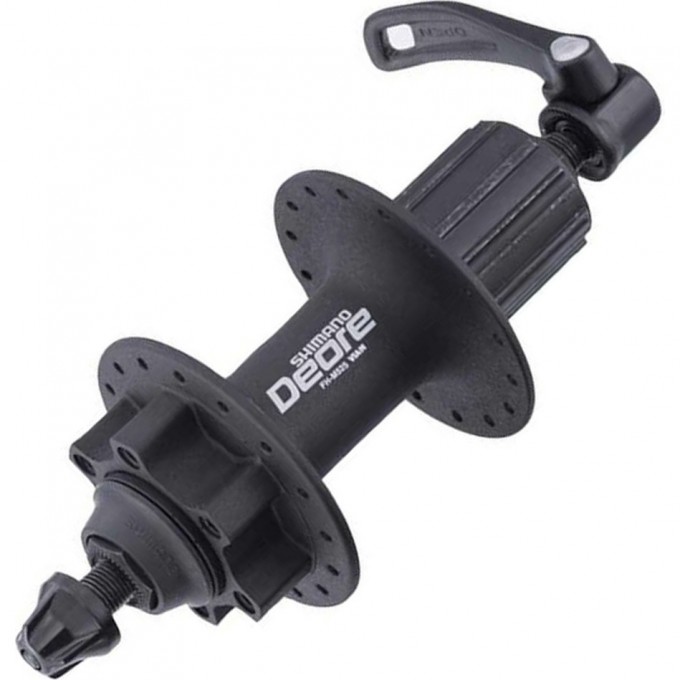 Втулка задняя SHIMANO DEORE, M525A, 36 отверстий, 8/9 скоростей, QR, 6-болтов, черный EFHM525AAZL Втулка задняя SHIMANO DEORE, M525A, 36 отверстий, 8/9 скоростей, QR, 6-болтов, черный EFHM525AAZL