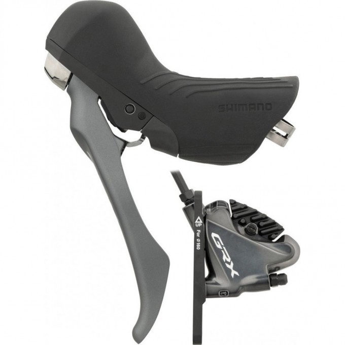 Тормоз дисковый SHIMANO GRX, ST-RX810-LA/BR-RX810, левый, рычаг под диск тормоза с кулером для 160мм IRX8103DLF6SC100A Тормоз дисковый SHIMANO GRX, ST-RX810-LA/BR-RX810, левый, рычаг под диск тормоза с кулером для 160мм IRX8103DLF6SC100A